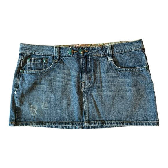 Soundgirl Y2K Distressed Blue Jean Skirt Measures 36 Inches At Waist - Picture 1 of 8
